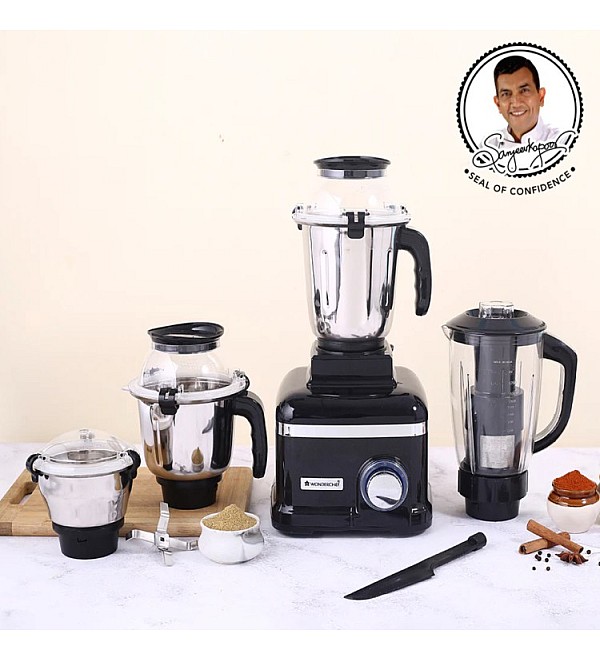 Sumo Black DLX Mixer Grinder with 4 Stainless Steel Jars, 1000 W in Black